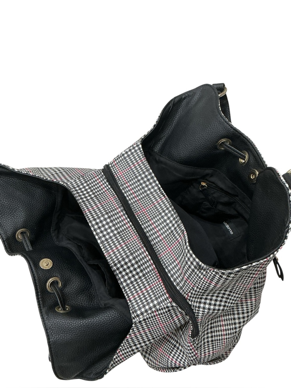 Liz Claiborne Houndstooth Shoulder Bag Tassel 3 Compartment Preppy Heritage Chic - Picture 9 of 16